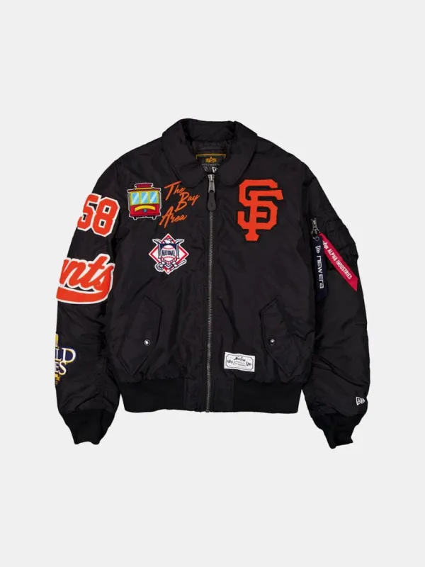 SAN FRANCISCO GIANTS X ALPHA X NEW ERA MA-1 COLLARED BOMBER JACKET made by Alpha Industries