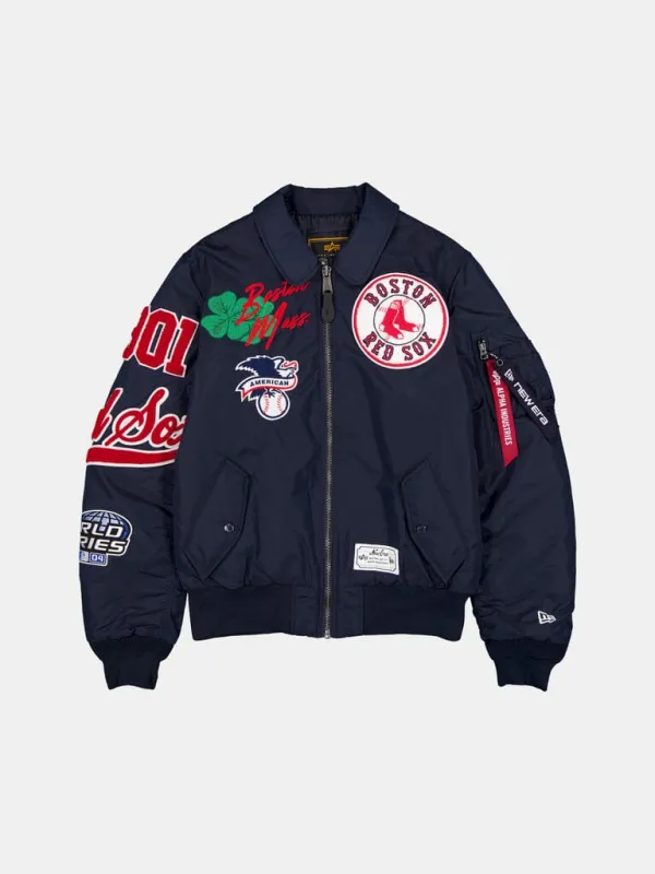 BOSTON RED SOX X ALPHA X NEW ERA MA-1 COLLARED BOMBER JACKET made by Alpha Industries