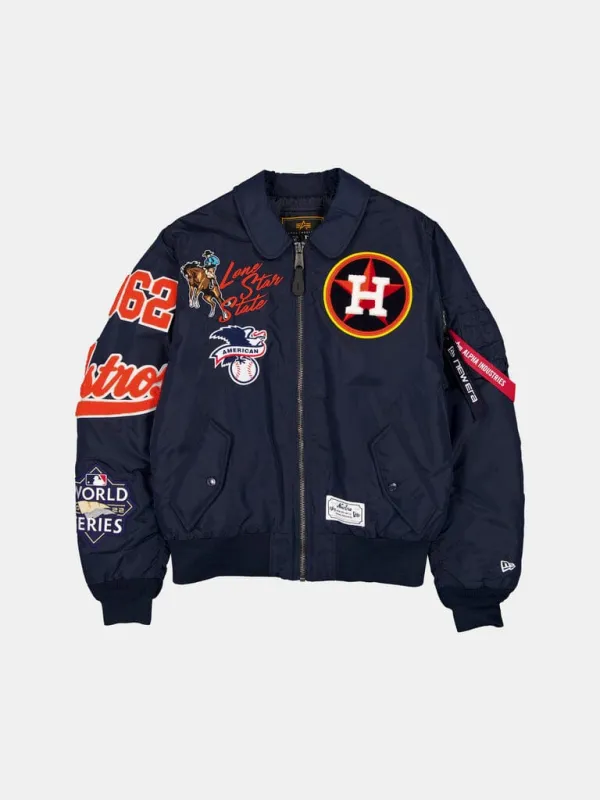 HOUSTON ASTROS X ALPHA X NEW ERA MA-1 COLLARED BOMBER JACKET made by Alpha Industries