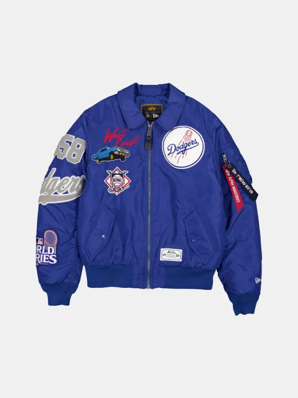 LOS ANGELES DODGERS X ALPHA X NEW ERA MA-1 COLLARED BOMBER JACKET made by Alpha Industries
