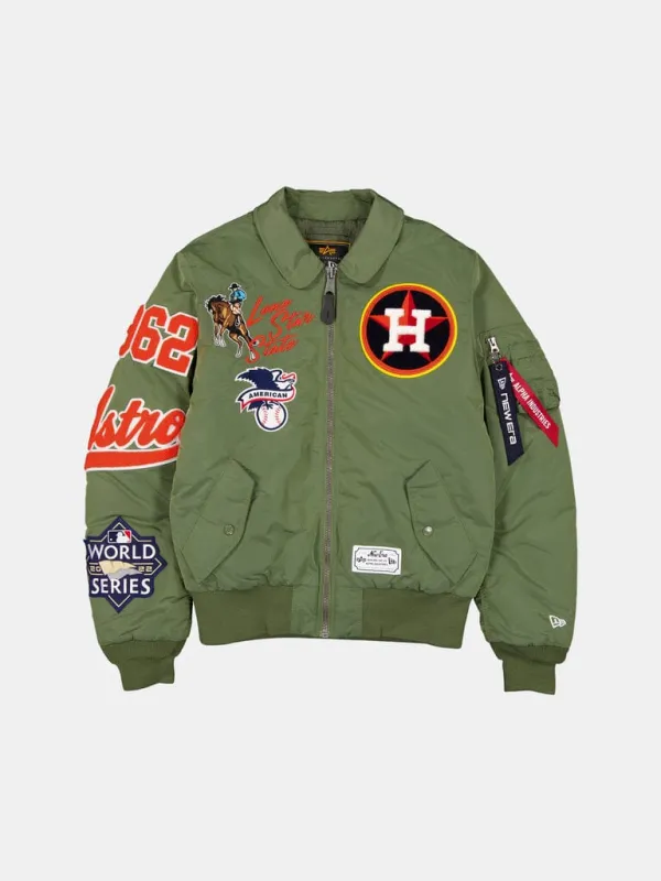 HOUSTON ASTROS X ALPHA X NEW ERA MA-1 COLLARED BOMBER JACKET made by Alpha Industries
