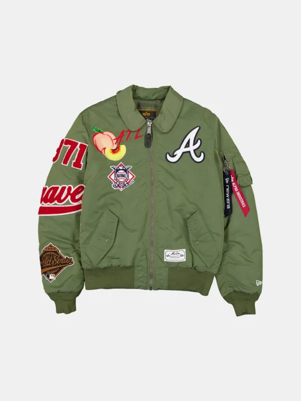 ATLANTA BRAVES X ALPHA X NEW ERA MA-1 COLLARED BOMBER JACKET made by Alpha Industries
