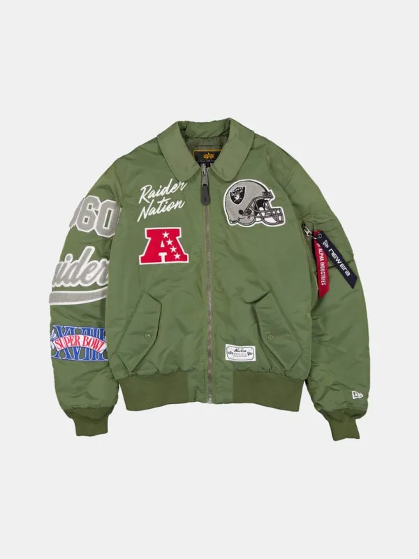LAS VEGAS RAIDERS X ALPHA X NEW ERA MA-1 COLLARED BOMBER JACKET made by Alpha Industries