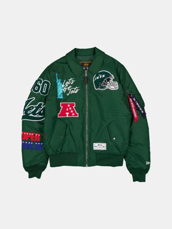 NEW YORK JETS X ALPHA X NEW ERA MA-1 COLLARED BOMBER JACKET made by Alpha Industries