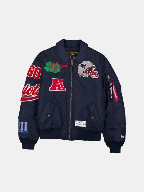 NEW ENGLAND PATRIOTS X ALPHA X NEW ERA MA-1 COLLARED BOMBER JACKET made by Alpha Industries