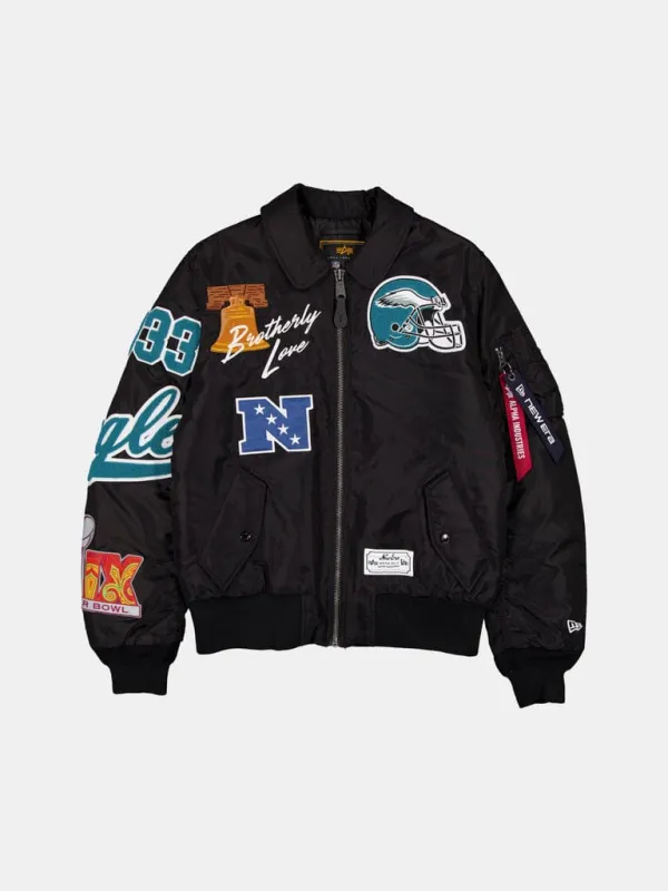 PHILADELPHIA EAGLES X ALPHA X NEW ERA MA-1 COLLARED BOMBER JACKET made by Alpha Industries