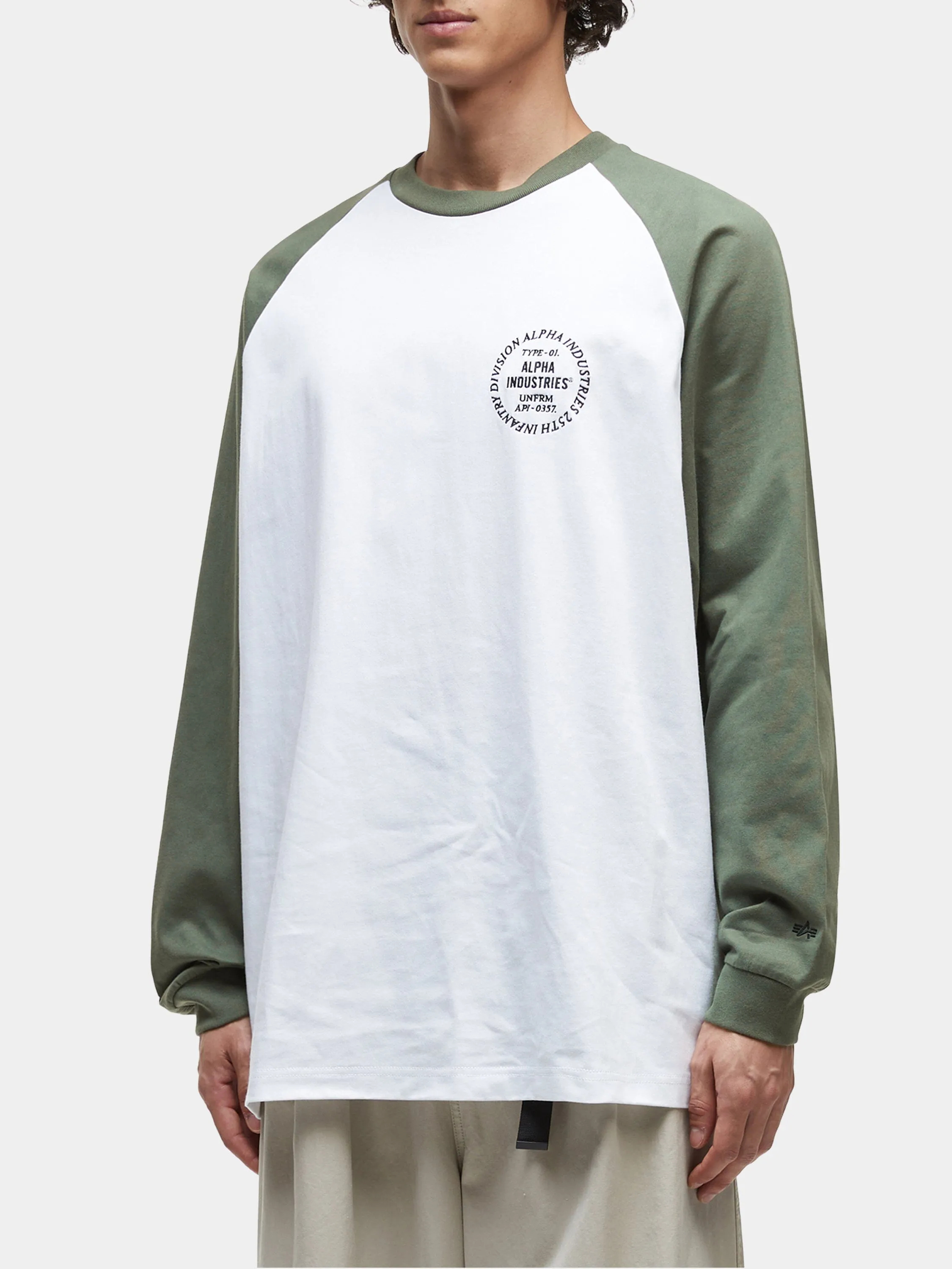 UNFRM LONG-SLEEVED RAGLAN T-SHIRT (GREEN, BLACK) sold by Alpha Industries product image thumbnail 3