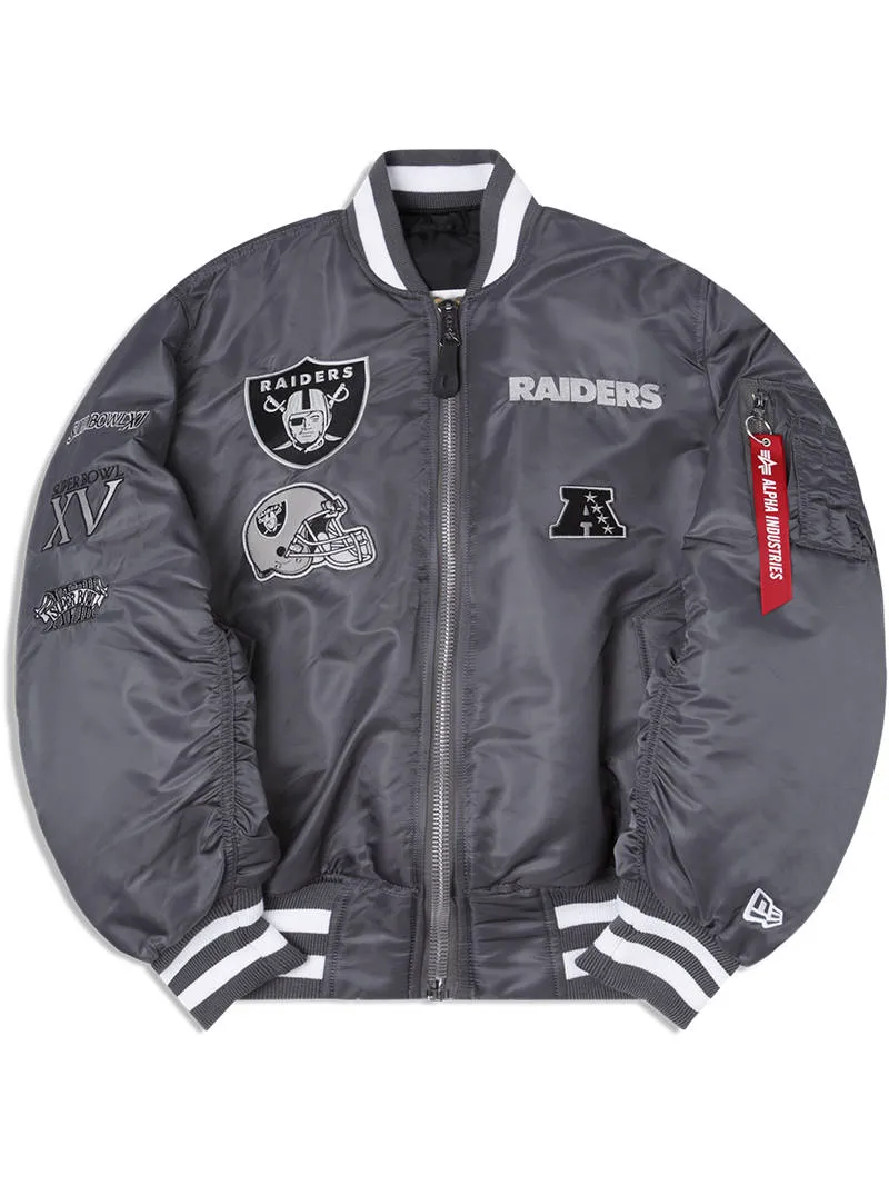 LAS VEGAS RAIDERS X ALPHA X NEW ERA MA-1 BOMBER JACKET sold by Alpha Industries