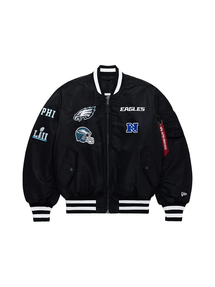 PHILADELPHIA EAGLES X ALPHA X NEW ERA MA-1 BOMBER JACKET sold by Alpha Industries