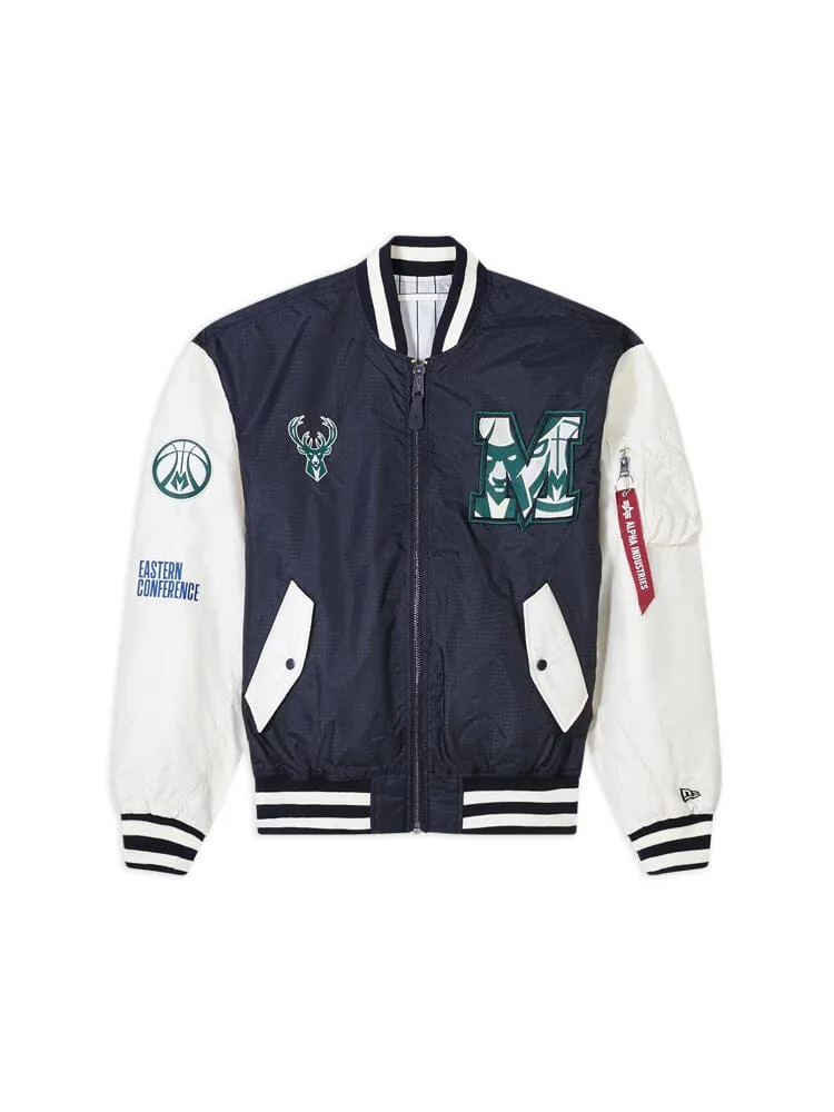 MILWAUKEE BUCKS X ALPHA X NEW ERA L-2B BOMBER JACKET sold by Alpha Industries