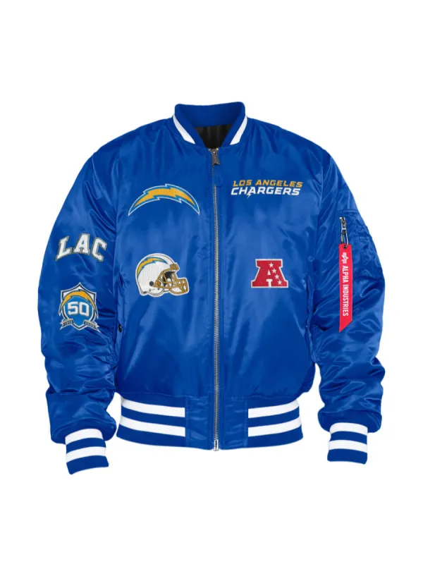 LOS ANGELES CHARGERS X ALPHA X NEW ERA MA-1 BOMBER JACKET sold by Alpha Industries