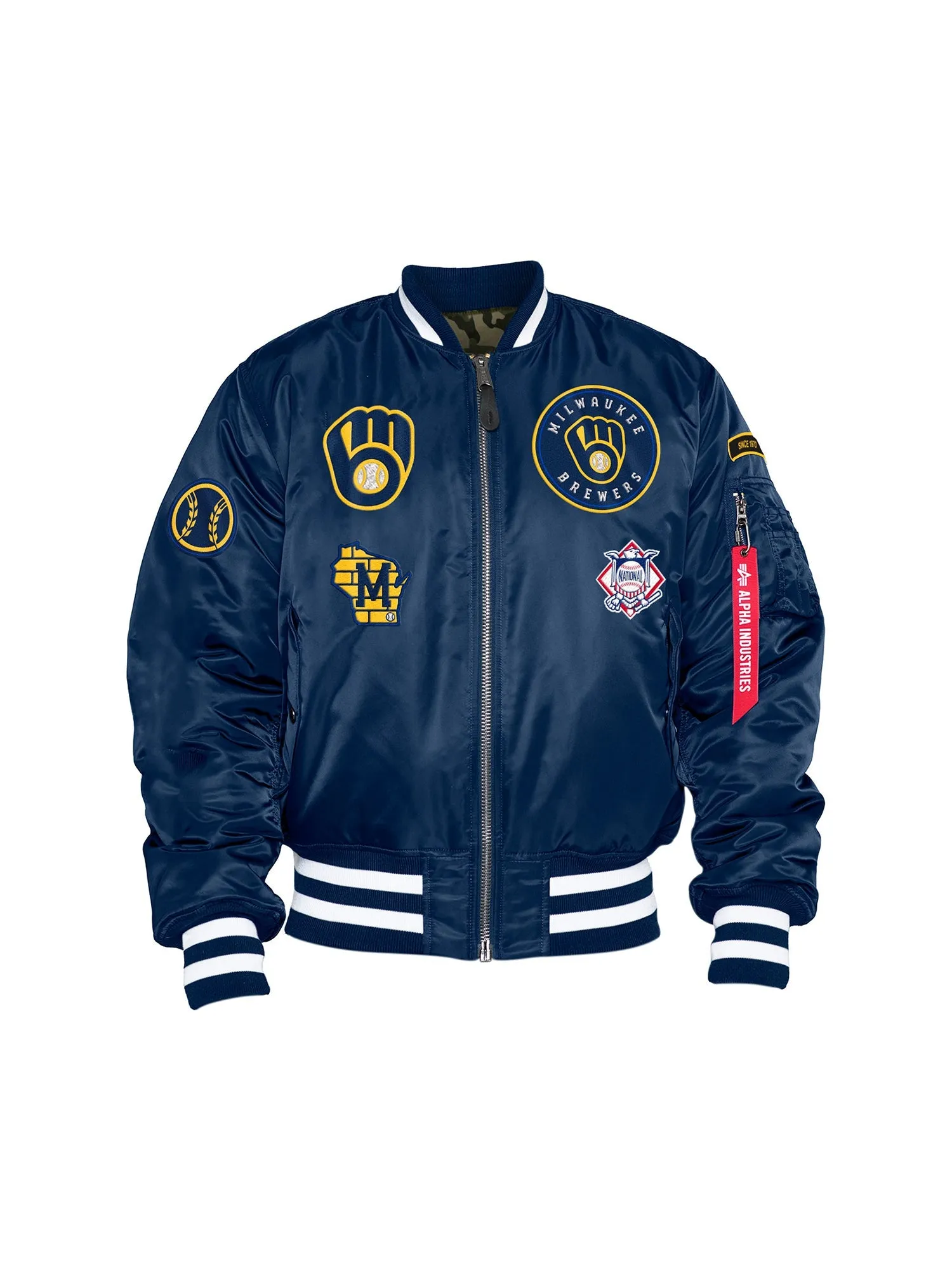 MILWAUKEE BREWERS X ALPHA X NEW ERA MA-1 BOMBER JACKET sold by Alpha Industries