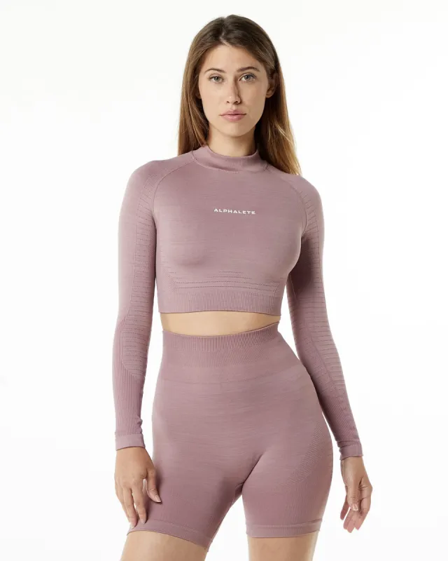 Ozone High Neck LS Crop - Mauve sold by Alphalete