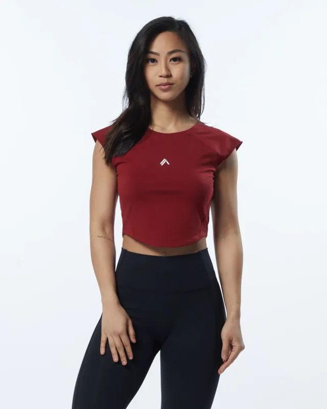 Velocity Crop Tee - Tartan Red made by Alphalete