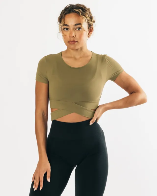 Ultrasoft Wrap Tie Top - Olive sold by Alphalete
