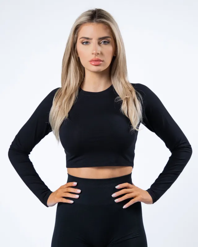Evo Long Sleeve Crop - Black sold by Alphalete