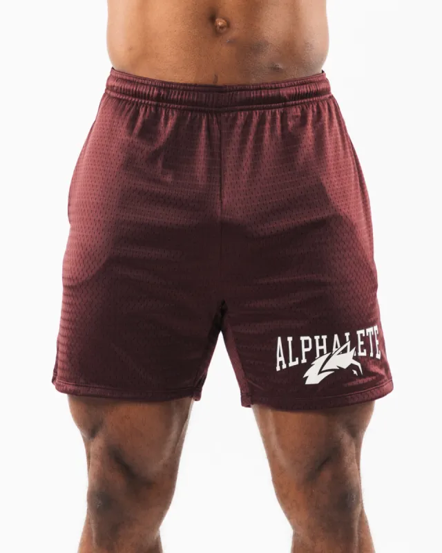 Wolf Head Mesh Short 6" - Sangria sold by Alphalete