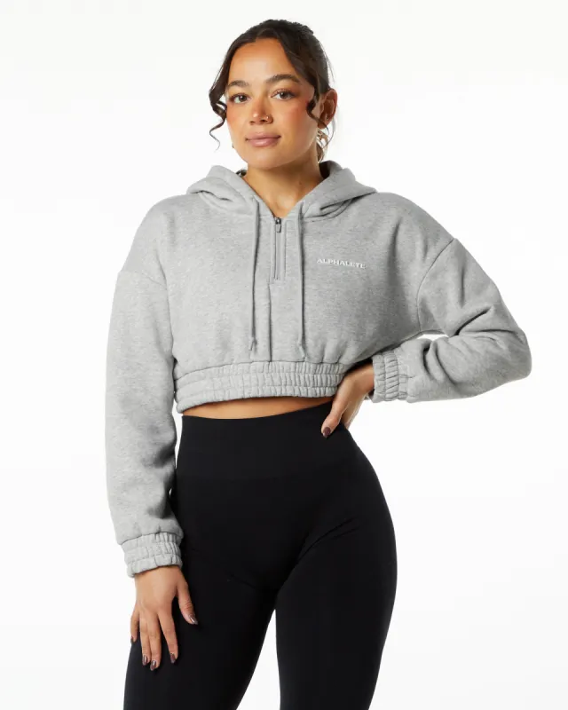 Classic Capital Crop Hoodie - Heather Grey sold by Alphalete