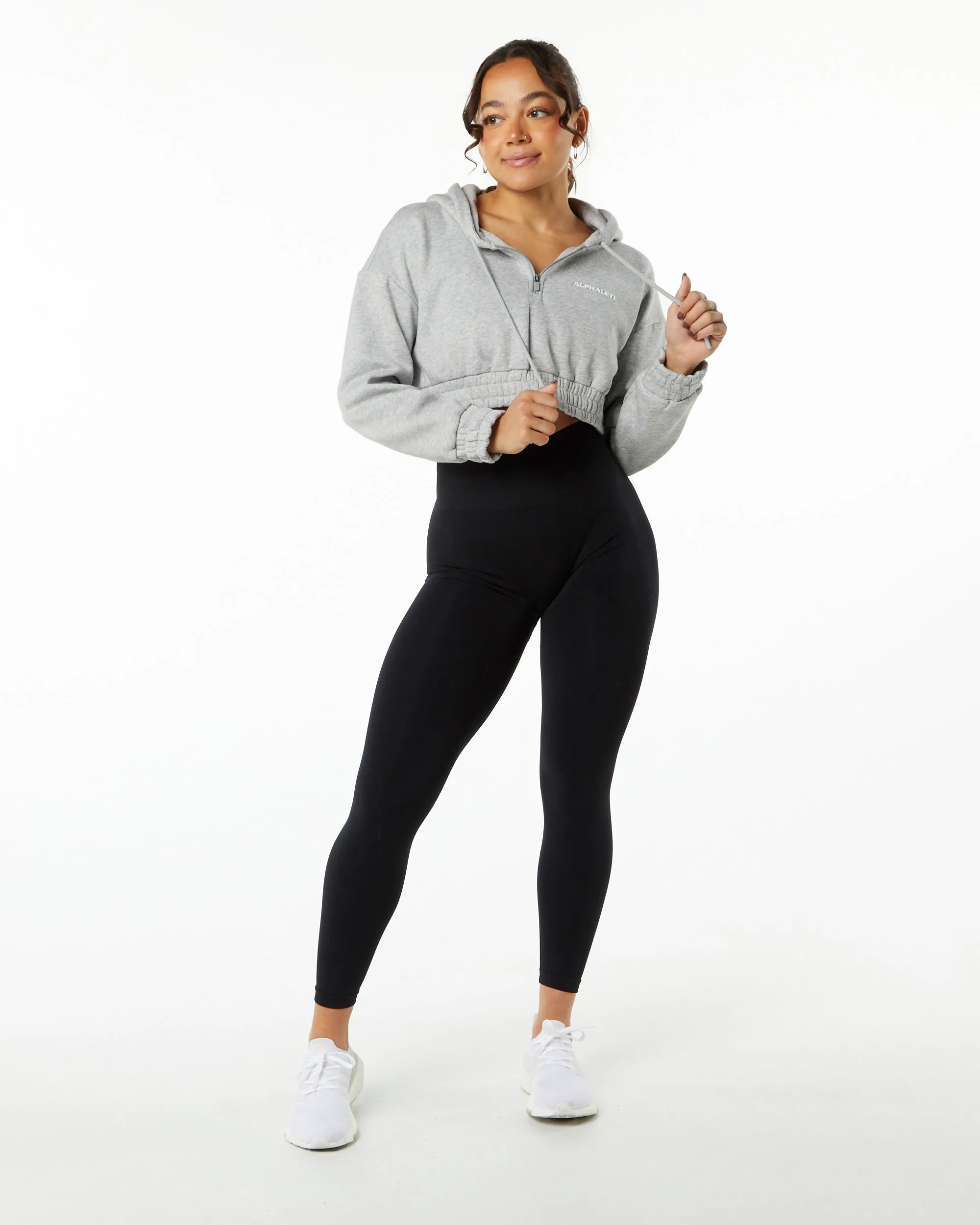 Classic Capital Crop Hoodie - Heather Grey sold by Alphalete product image thumbnail 4