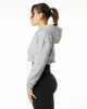 Classic Capital Crop Hoodie - Heather Grey sold by Alphalete