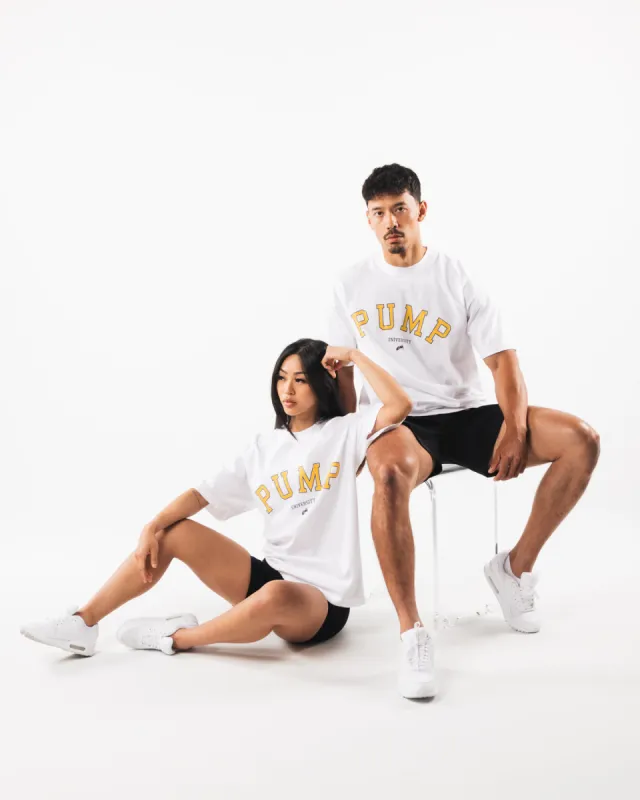 Pump University Tee - White sold by Alphalete