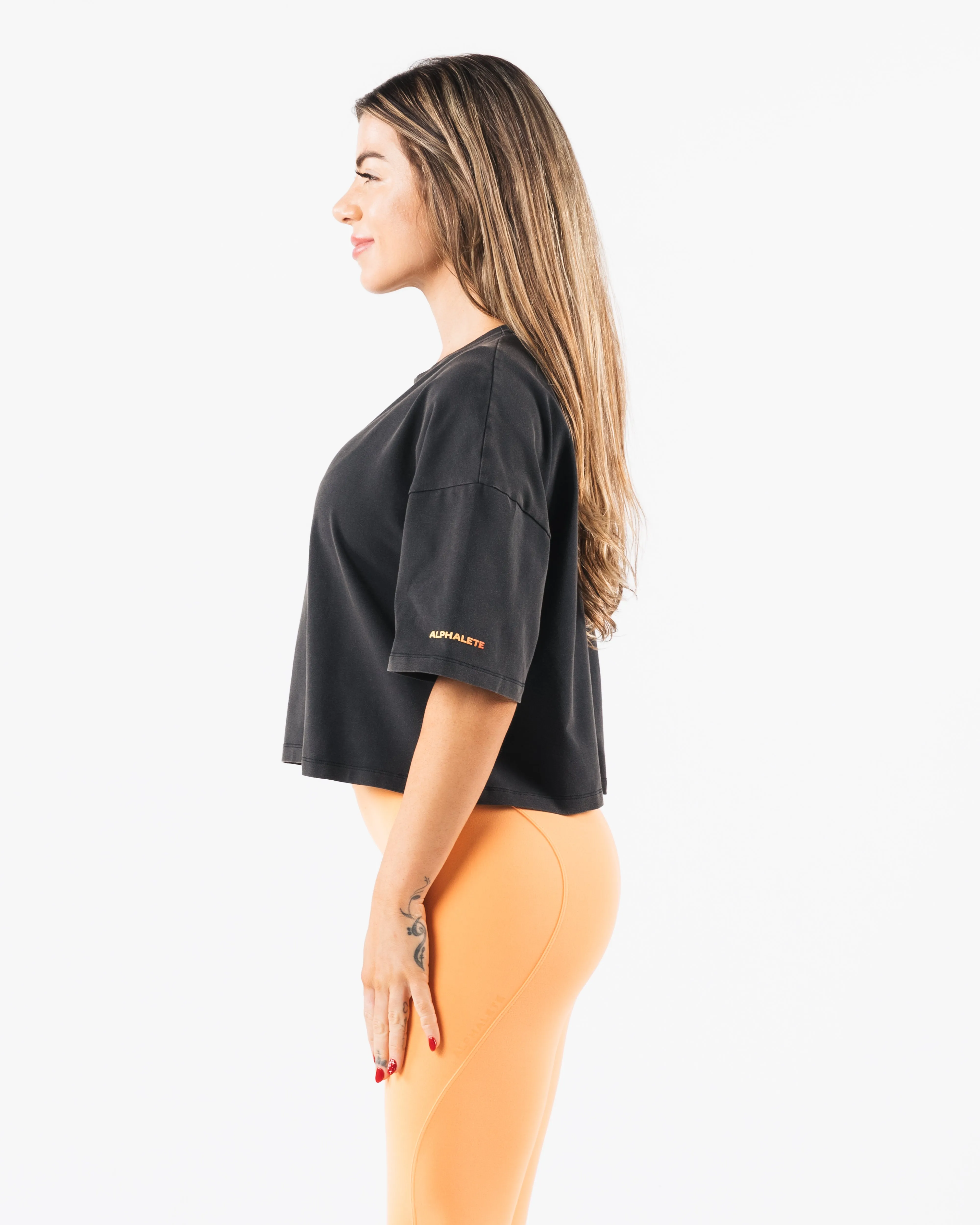 Wolf Crop Tee - Washed Black / Orange sold by Alphalete product image thumbnail 3