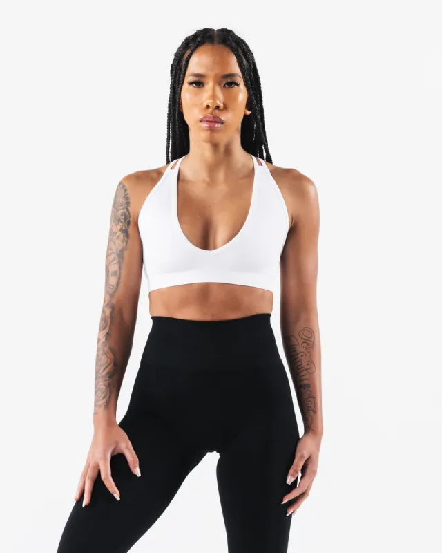 Amplify Deep V Bra - White sold by Alphalete