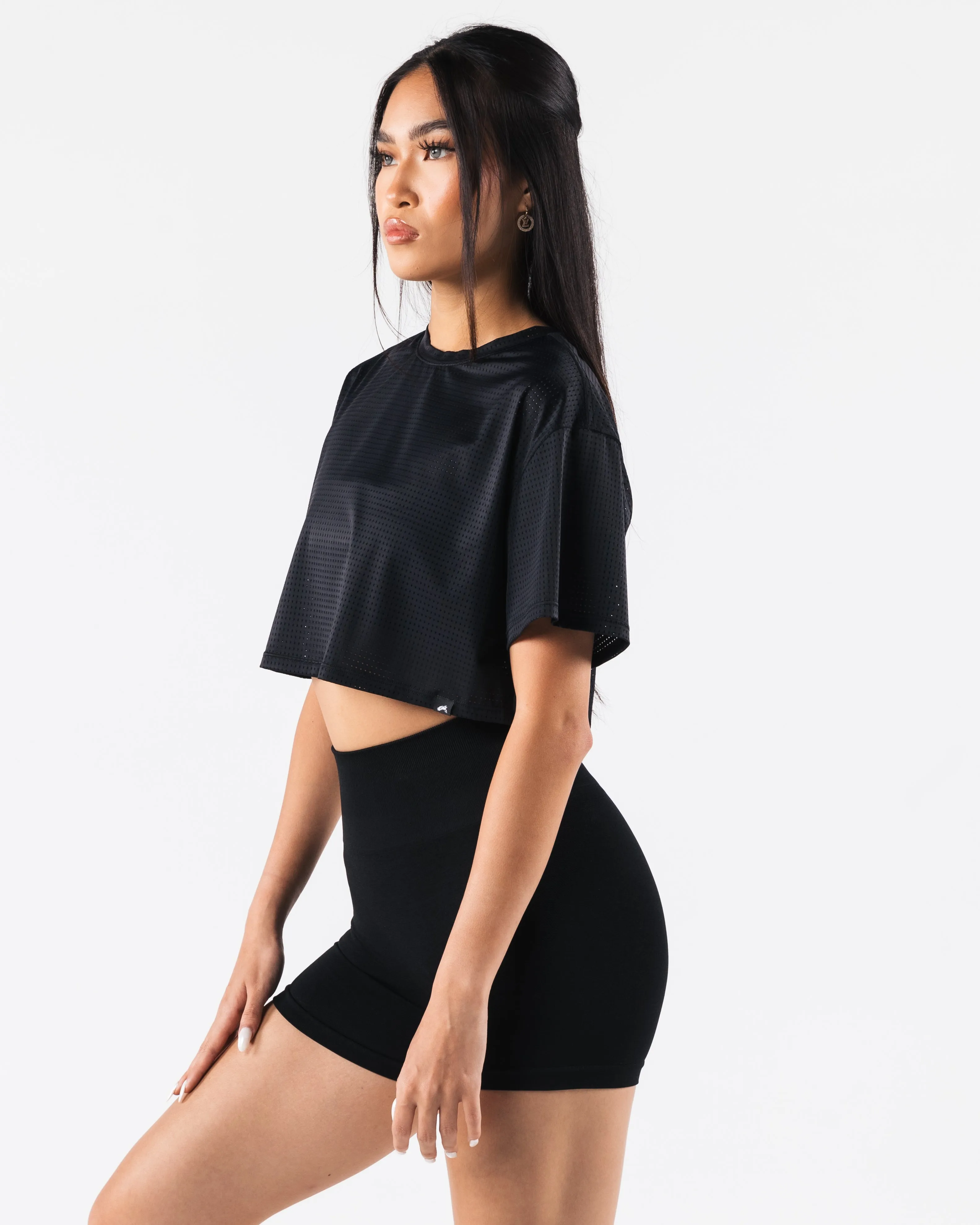 Margo Mesh Crop Tee - Black sold by Alphalete product image thumbnail 5