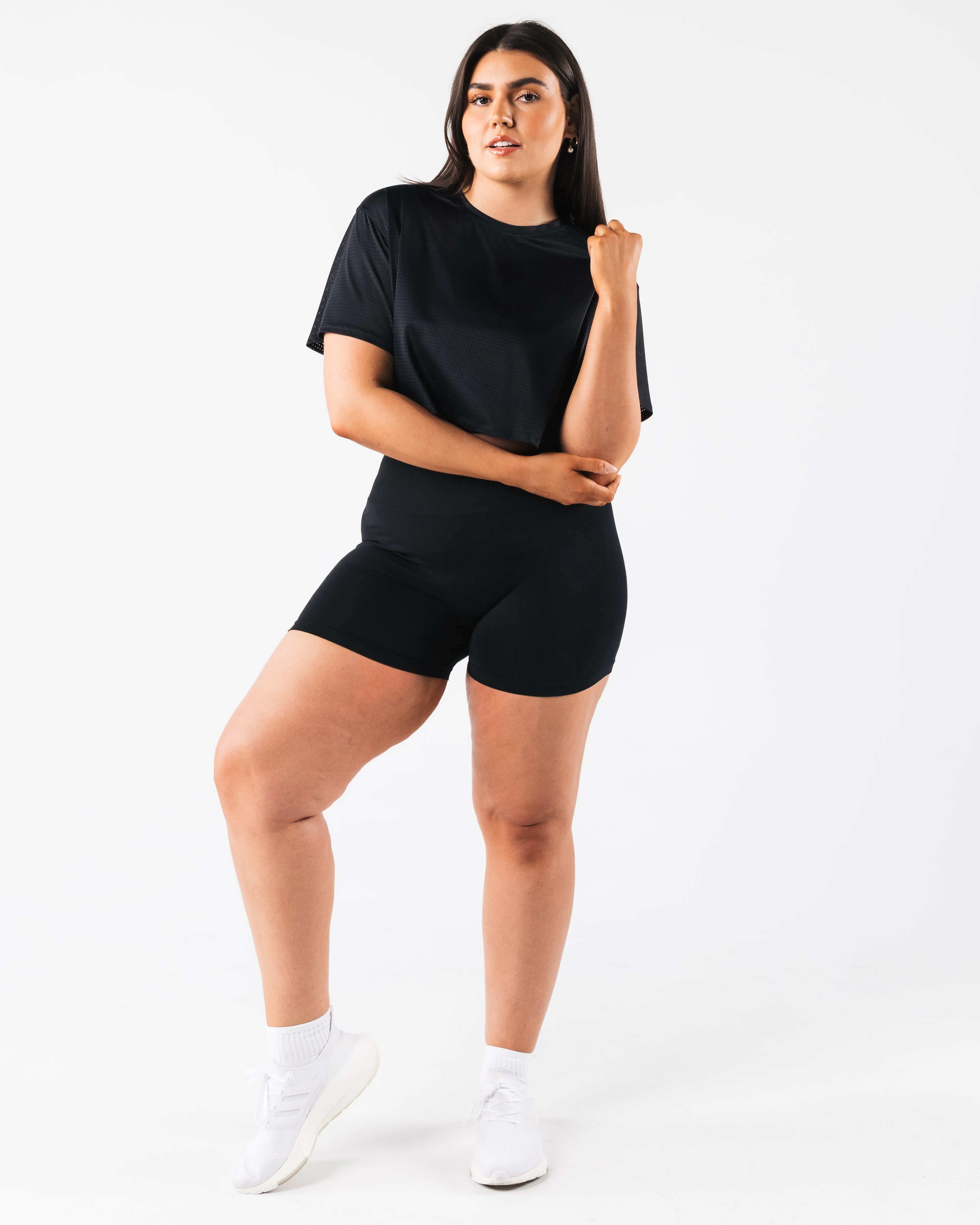 Margo Mesh Crop Tee - Black sold by Alphalete product image thumbnail 2