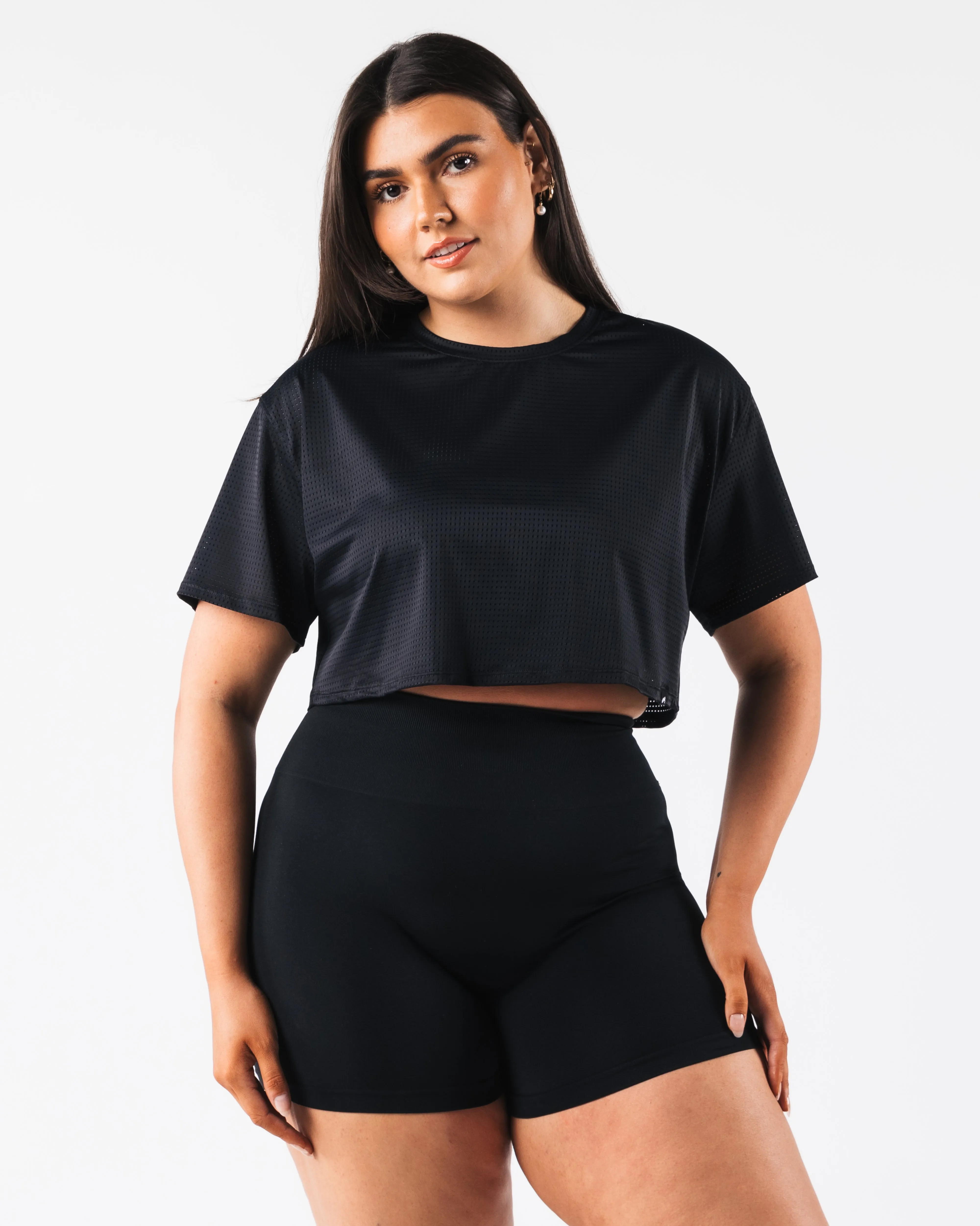 Margo Mesh Crop Tee - Black sold by Alphalete product image thumbnail 4