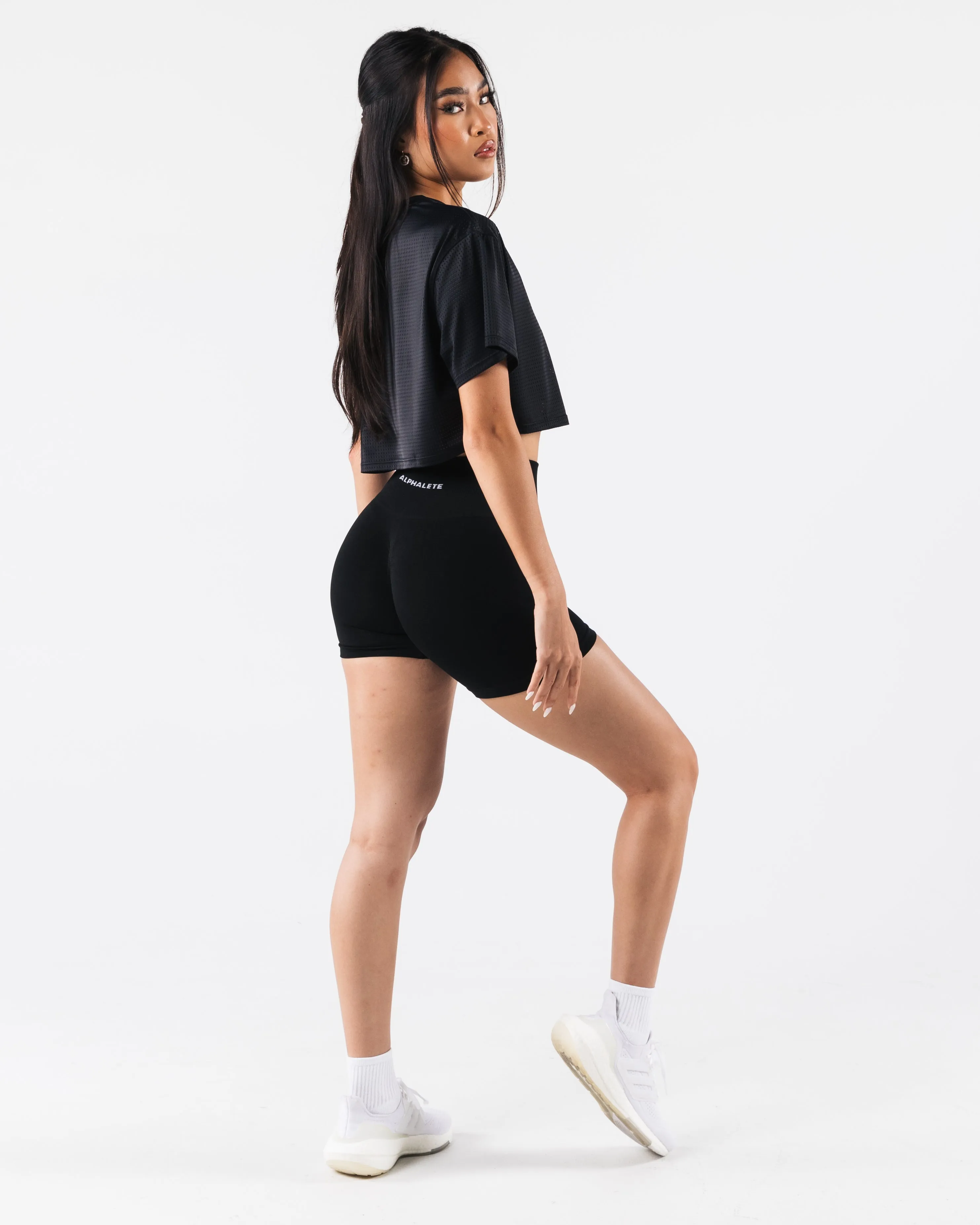 Margo Mesh Crop Tee - Black sold by Alphalete product image thumbnail 3