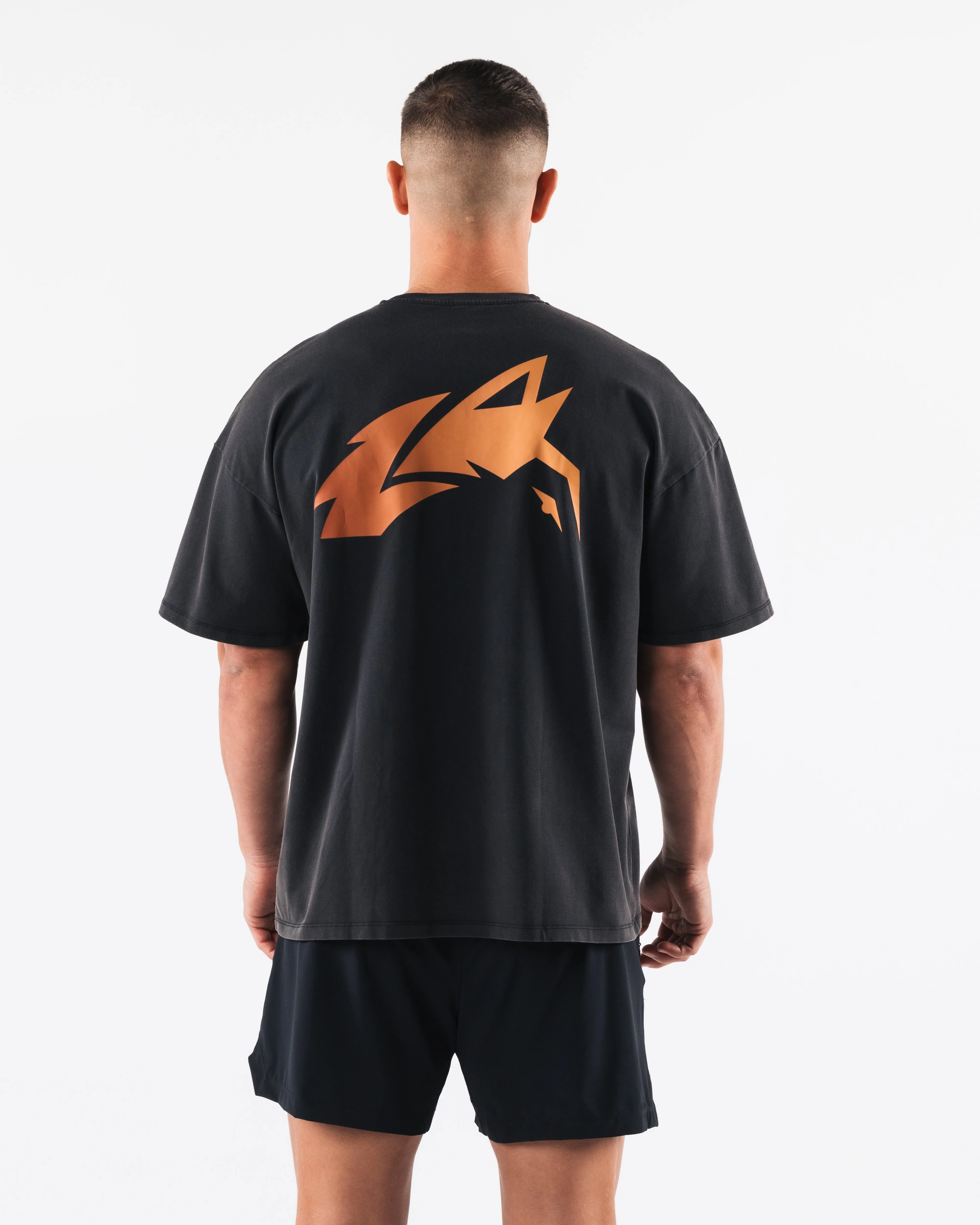 Breathe More Tee - Washed Black / Orange sold by Alphalete