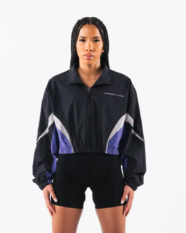 Retro Crop Jacket - Black / Arctic Sky sold by Alphalete