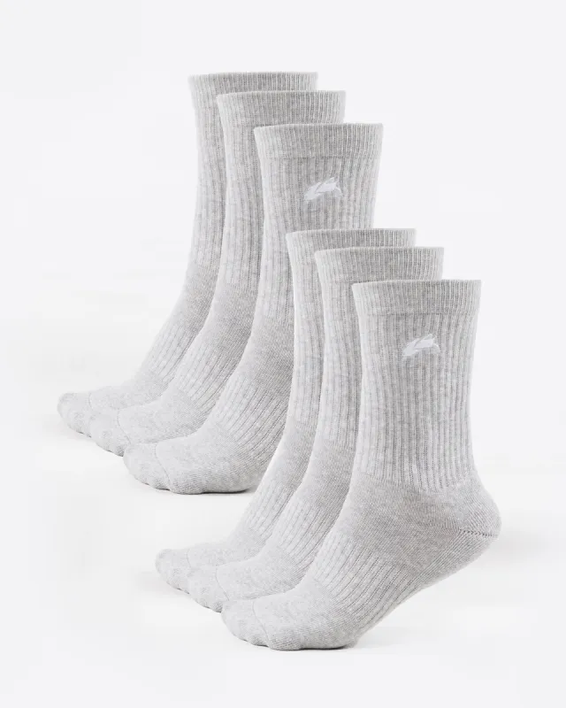 Elite Wolf Head Crew Sock 6pk - Grey sold by Alphalete