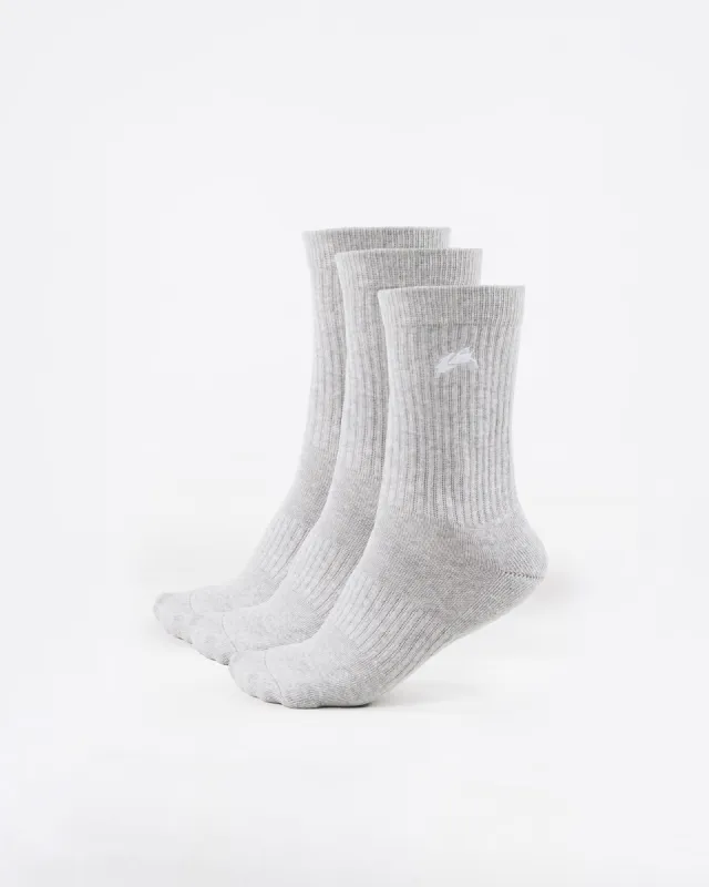 Elite Wolf Head Crew Sock 3pk - Grey sold by Alphalete