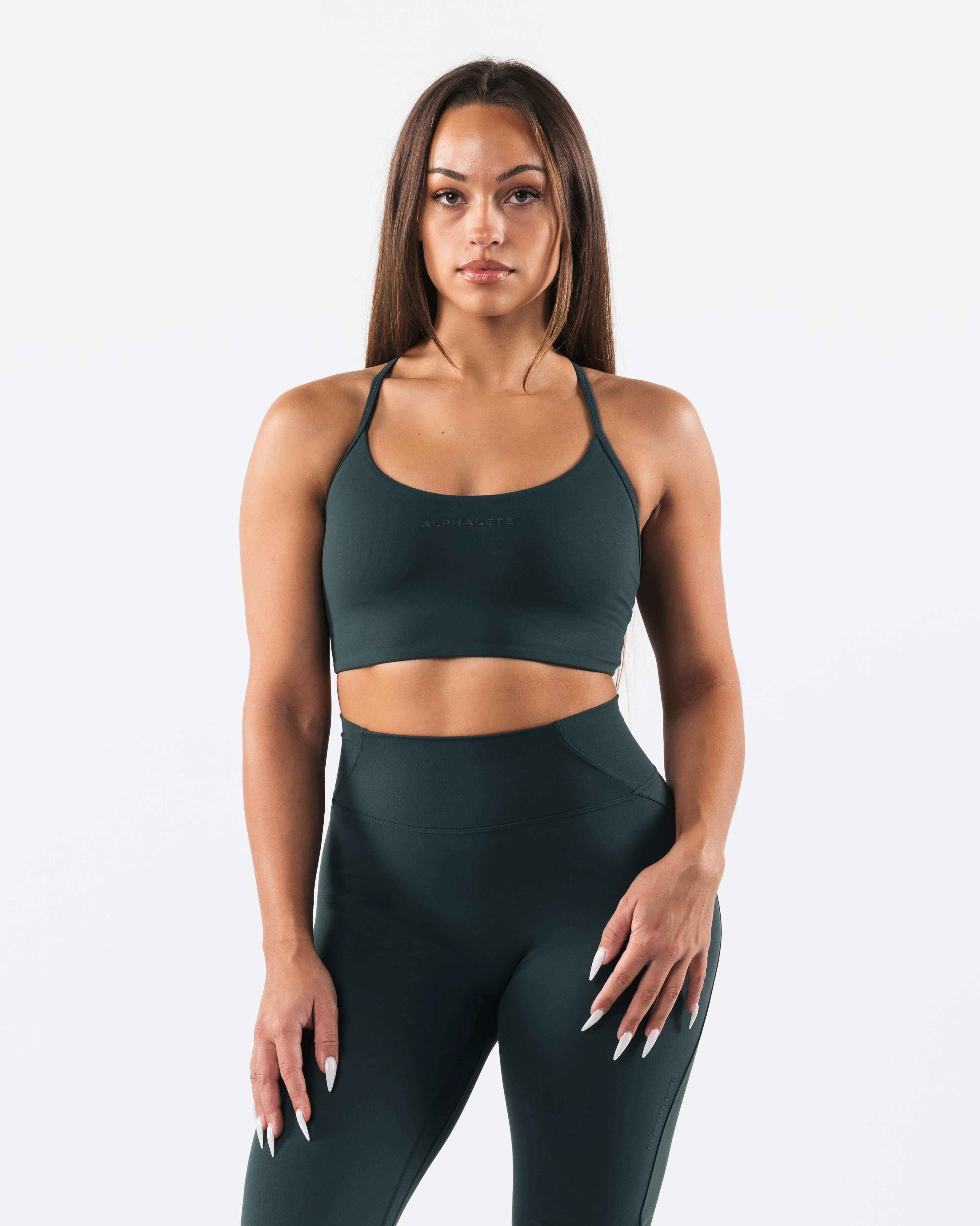 Aura Strappy Longline Bra - Cypress sold by Alphalete product image thumbnail 2
