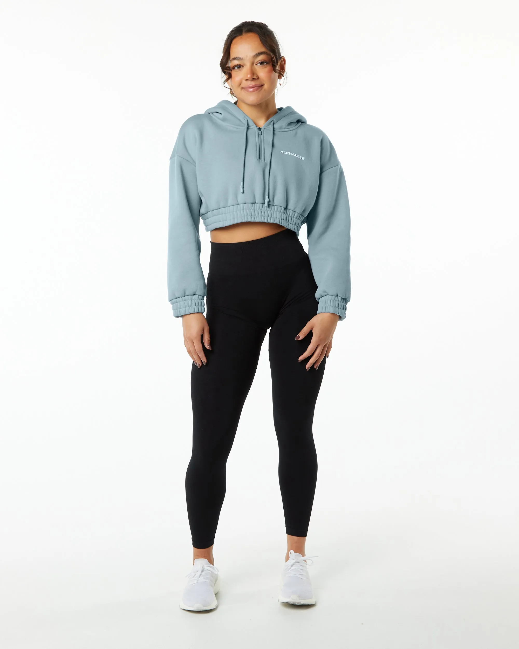 Classic Capital Crop Hoodie - Fog Blue sold by Alphalete product image thumbnail 4