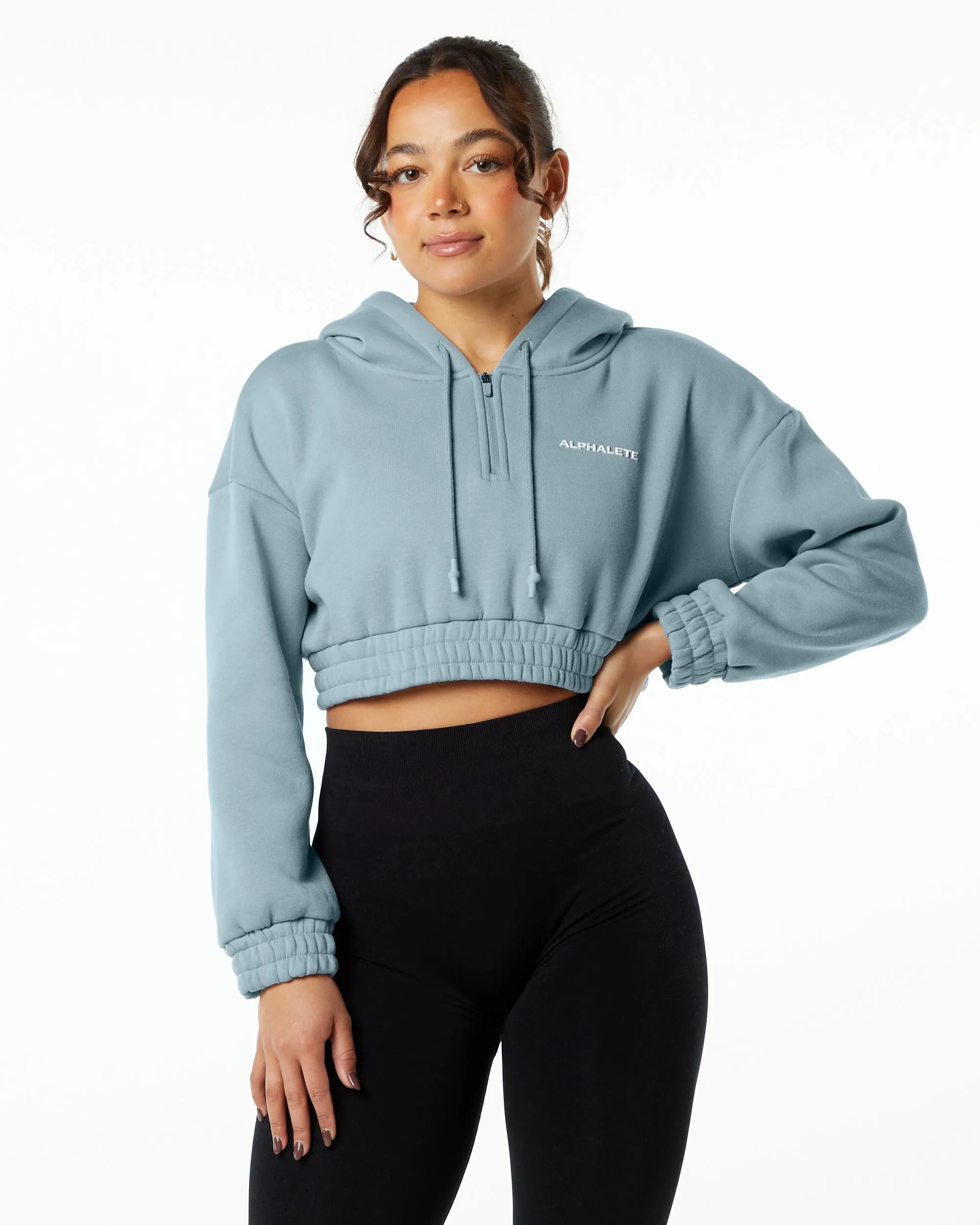 Classic Capital Crop Hoodie - Fog Blue sold by Alphalete