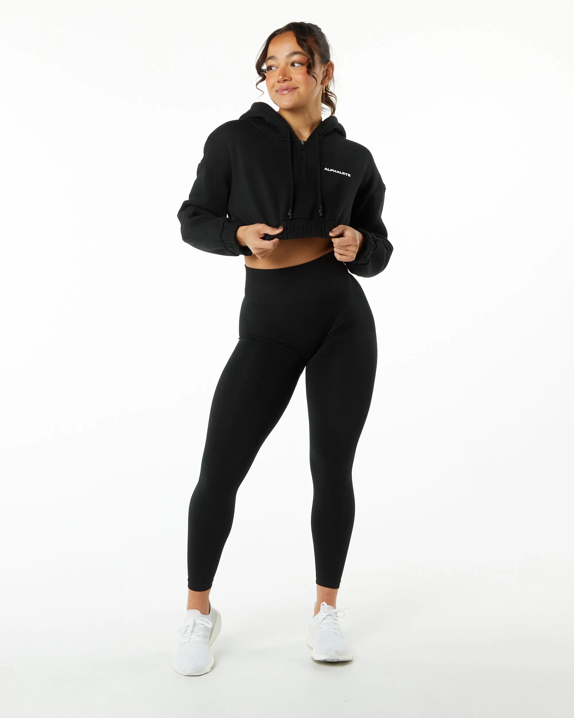 Classic Capital Crop Hoodie - Black sold by Alphalete product image thumbnail 4