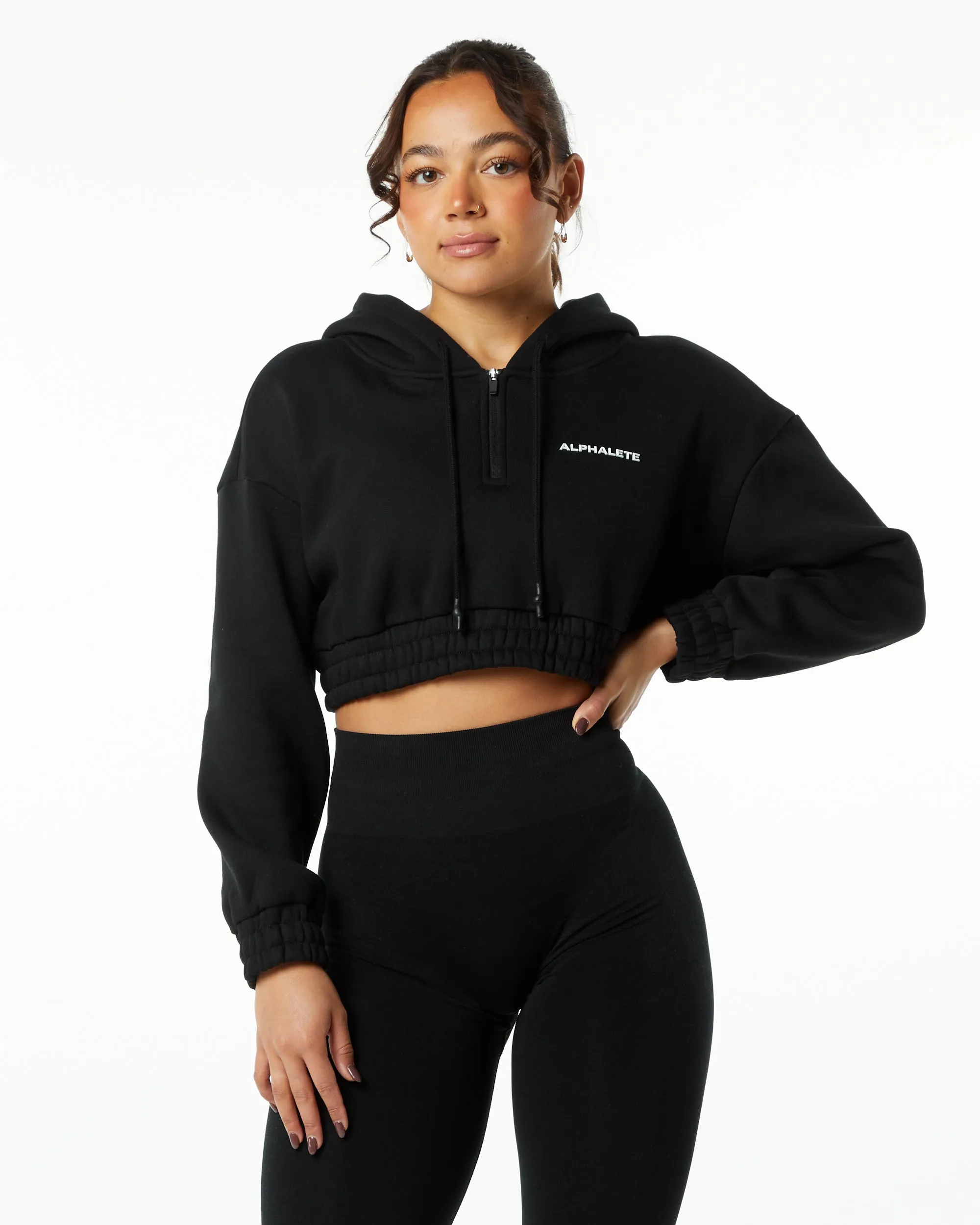 Classic Capital Crop Hoodie - Black sold by Alphalete