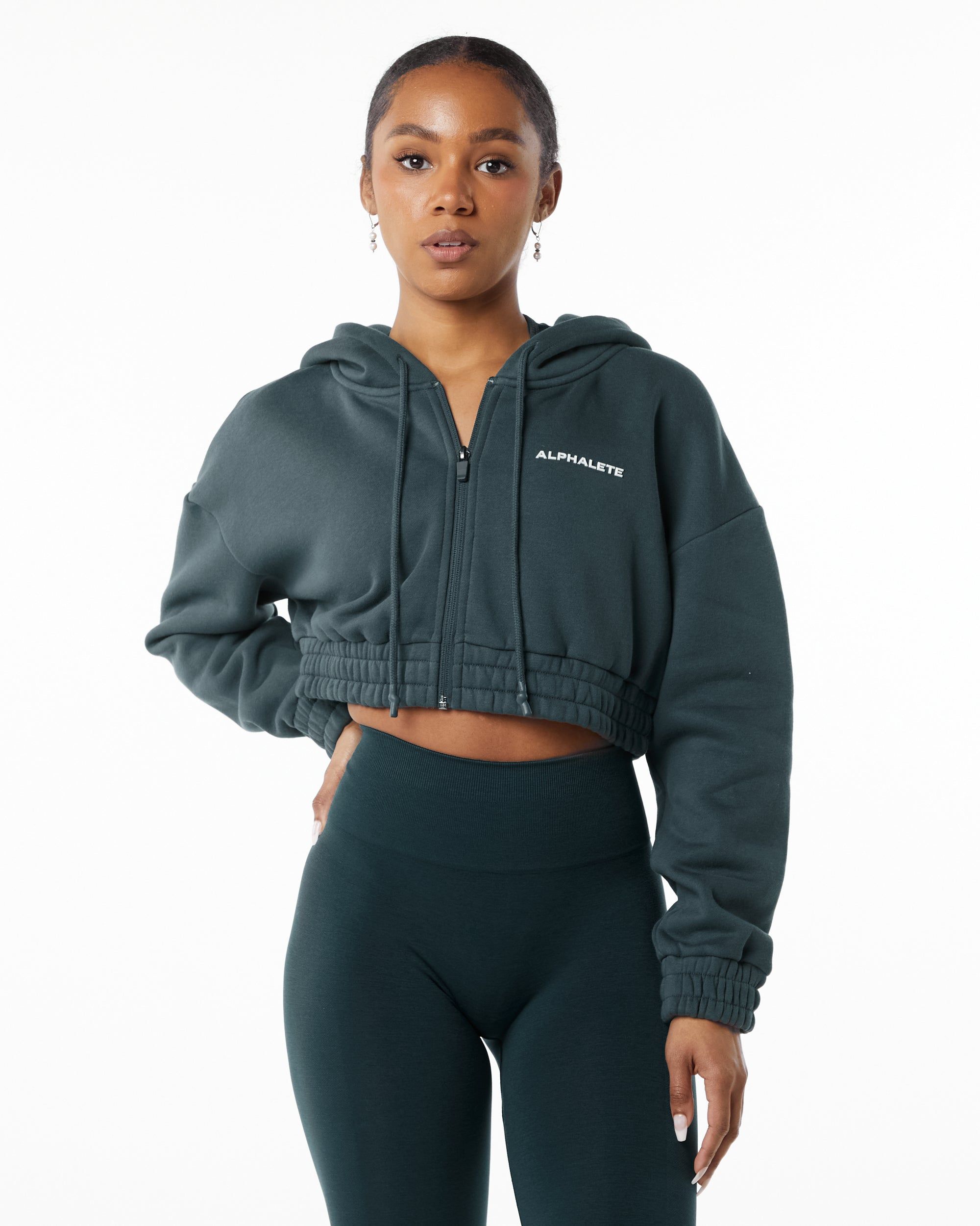 Classic Capital Full-Zip Crop Jacket - Ocean sold by Alphalete