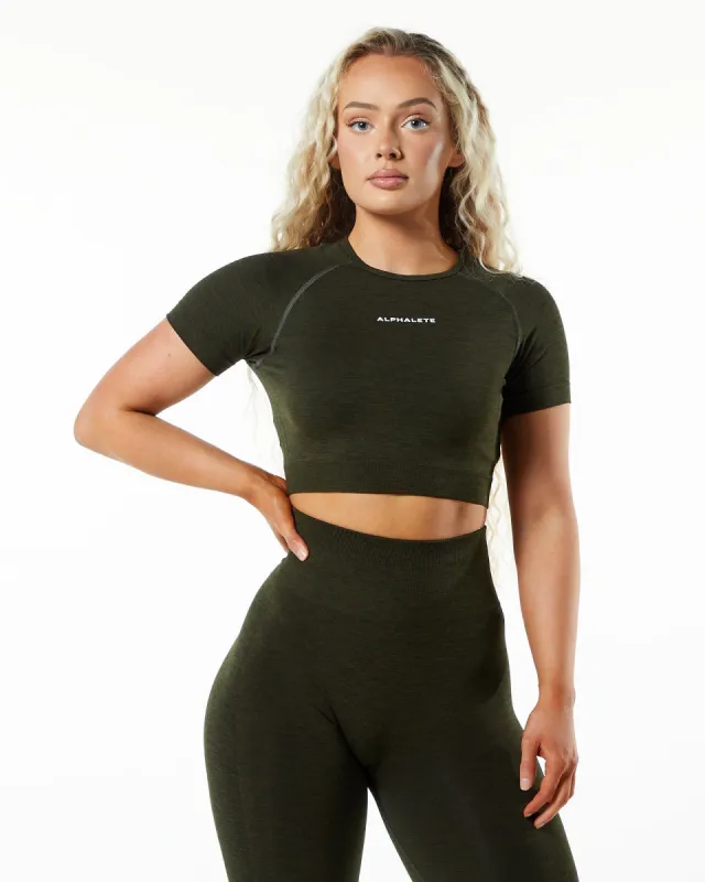 Amplify SS Crop - Evergreen sold by Alphalete