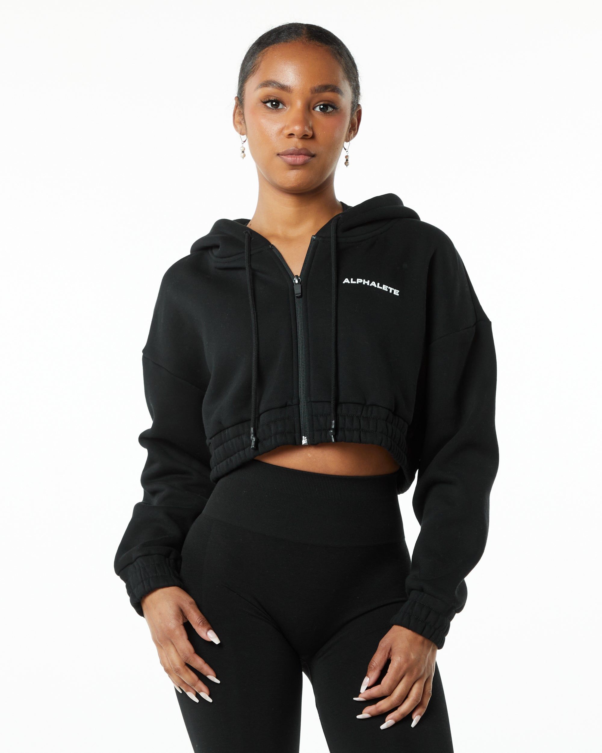 Classic Capital Full-Zip Crop Jacket - Black sold by Alphalete