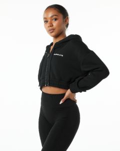 Classic Capital Full-Zip Crop Jacket - Black sold by Alphalete