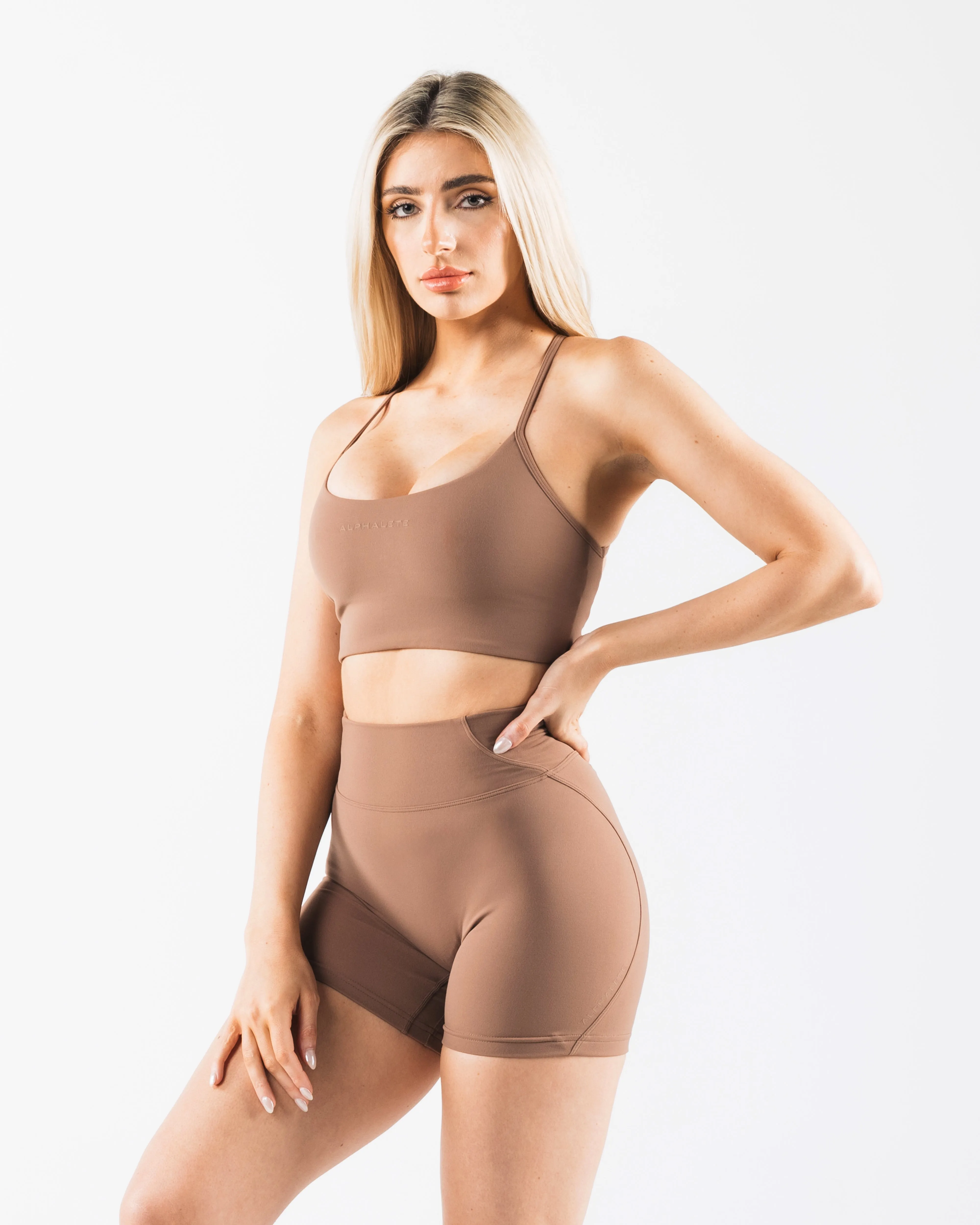 Aura Strappy Longline Bra - Oak sold by Alphalete product image thumbnail 4