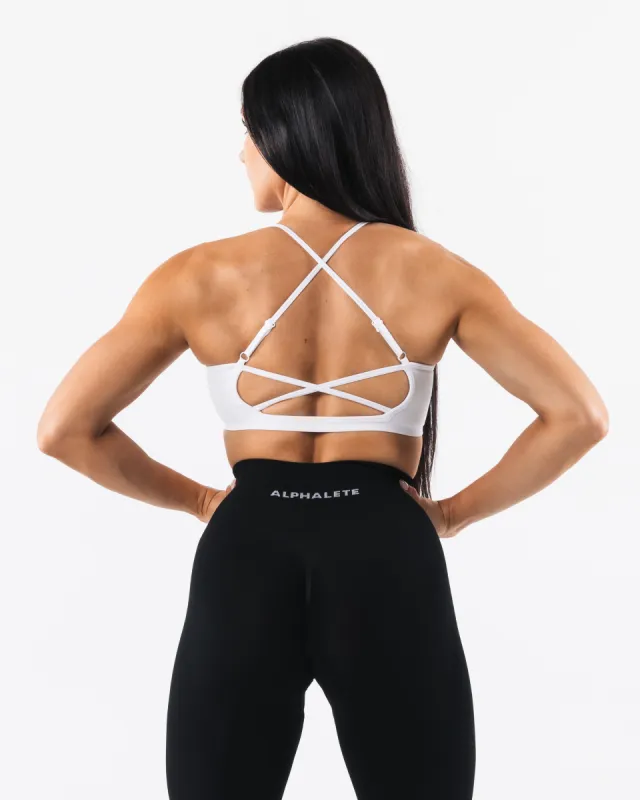Amplify Back Cross Bra - White sold by Alphalete
