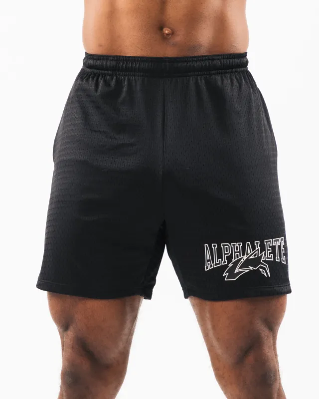 Wolf Head Mesh Short 6" - Black / Sea Shell sold by Alphalete