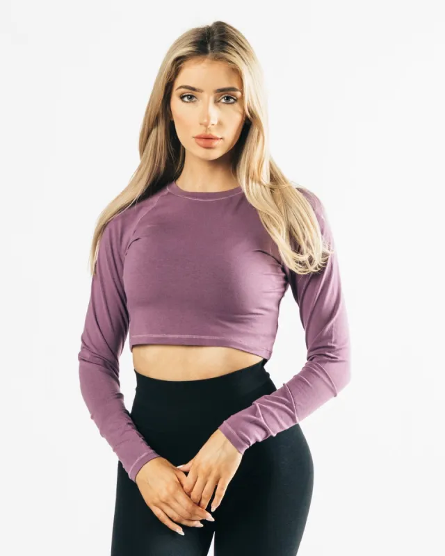 Premium Long Sleeve Crop - Black Plum sold by Alphalete