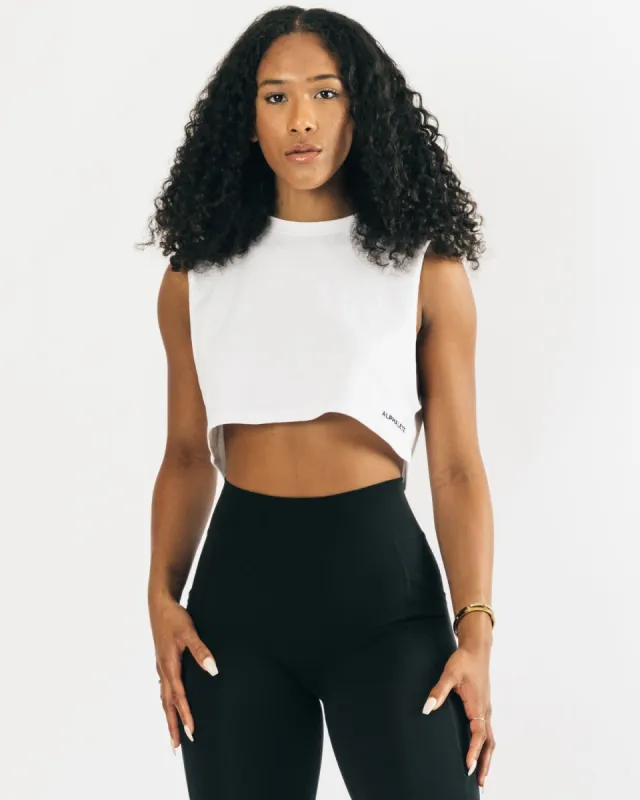 Heavy Cotton Cropped Cutoff - White sold by Alphalete