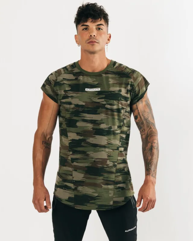 Velocity Sleeveless Tee - Olive Canvas Camo sold by Alphalete
